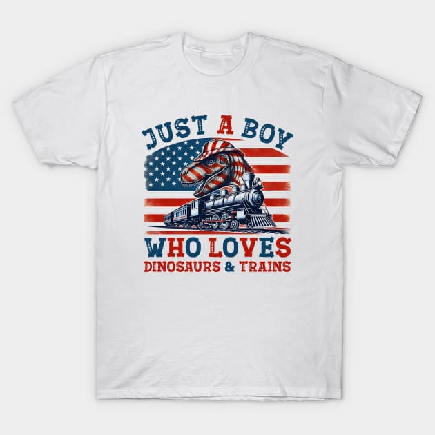 How a boy traveled and taught him to the United States on the train and met amazing dinosaurs T-Shirt by click2print